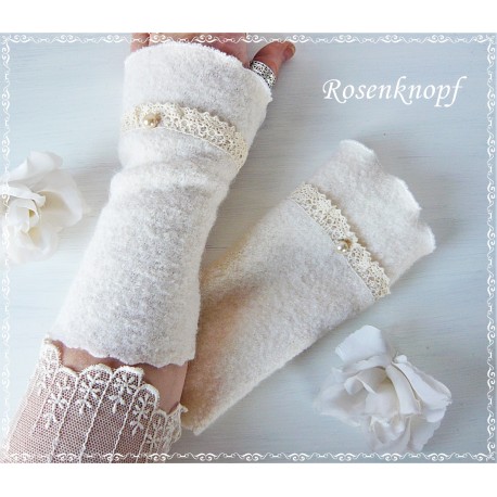 Armstulpen Ivory Rosa Hochzeit Walk Pulswärmer EK*