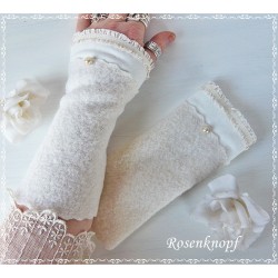 Armstulpen Ivory Weiß Hochzeit Pulswärmer Walk*