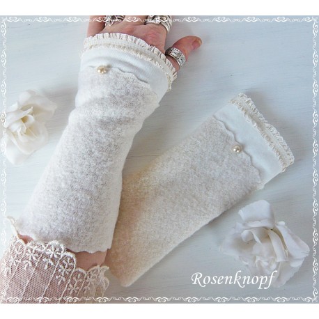 Armstulpen Ivory Weiß Hochzeit Pulswärmer Walk*