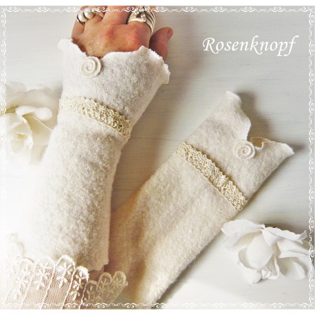 Armstulpen Ivory Hochzeit Walk Pulswärmer *