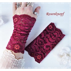 Armstulpen Pulswärmer Bordeaux Spitze K*