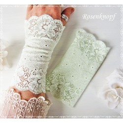 Pulswärmer Armstulpen Mint Hochzeit Spitze EK*