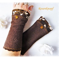 Armstulpen Walk Braun Apricot Pulswärmer E*