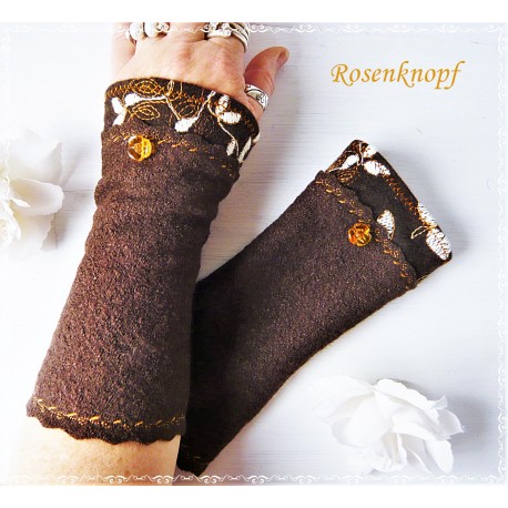 Armstulpen Walk Braun Apricot Pulswärmer E*