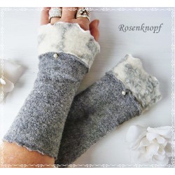 Armstulpen Walk Grau Ivory Pulswärmer Damen E*