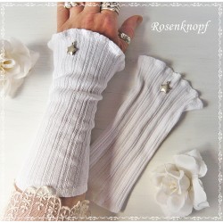 Pulswärmer Armstulpen Weiß Hochzeit Stoff E*