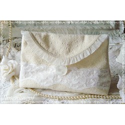 Kulturtasche LACE ON LINEN Leinen Ivory Spitze