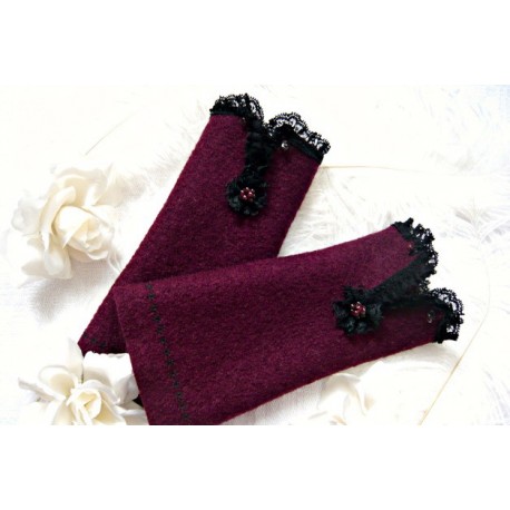 Walkstulpen ISKA Schwarz Weinrot Rose Armstulpen