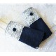 Walkstulpen BLEUWEL Armstulpen Dunkelblau Spitze Perlen