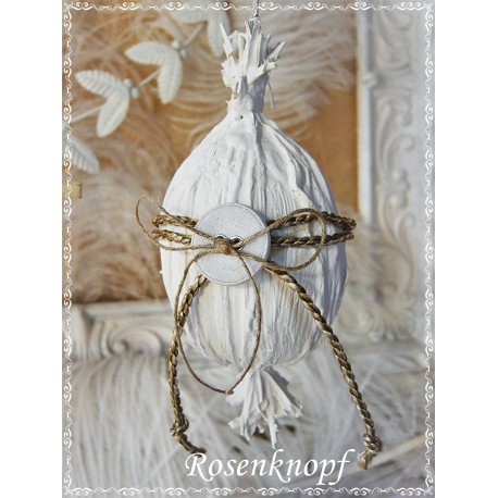 OSTEREI Weiß Shabby Draht-Spitze Knopf Ei Ivory