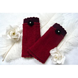 Walkstulpen ISKA Schwarz Weinrot Rose Armstulpen