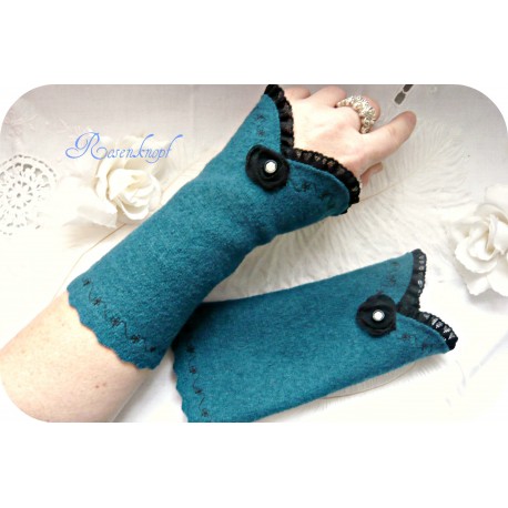 Walkstulpen AZUA Armstulpen Azurblau Schwarz Rose