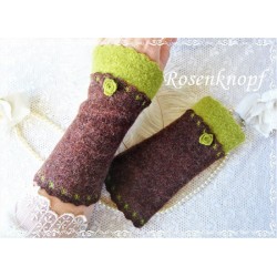 Walkstulpen Armstulpen Dunkelbraun Weinrot 