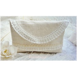 Kulturtasche Leinen Ivory Spitze