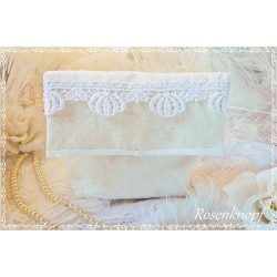ETUI Leinen UNIKAT Ivory Utensilo Kulturbeutel Etui Badtasche Kosmetiktasche Spitze Vintage Shabby Weiß Handarbeit Geschenk E+K