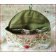 Kulturtasche FLORENTINE  Leinen Grün Creme Floral