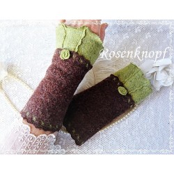 Walkstulpen Armstulpen Braun Hellgrün 