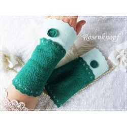 Walkstulpen Armstulpen Smaragdgrün Mint 
