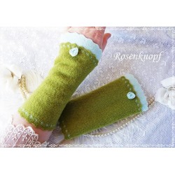Walkstulpen Armstulpen Grasgrün Hellblau