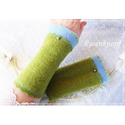 Walkstulpen GRÜNPEY Armstulpen Grasgrün Hellblau Rose