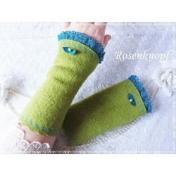 Walkstulpen GRÜNDAY Armstulpen Grün Dunkeltürkis Perle