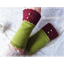 Walkstulpen Armstulpen Grün Rostrot 