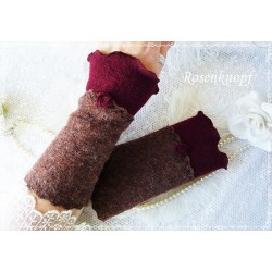 Walkstulpen Armstulpen Braun Weinrot 