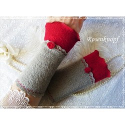 Walkstulpen Armstulpen Beige Rot
