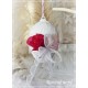 Osterei Weiß Rot Shabby