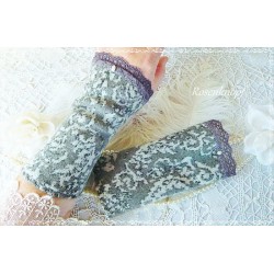 Wollstulpen GREYWEL Armstulpen Grau Jaquard Spitze