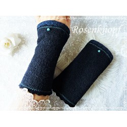 Walkstulpen Armstulpen Nachtblau Grau