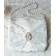 Handtasche Weiß Tüll Hochzeit Rose EK*