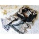 Schal Tuch Stola Halstuch Frauen Schwarz Beige Spitze