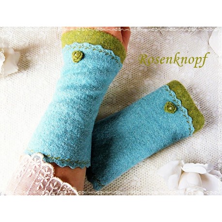STULPEN Armstulpen Stulpen Pulswärmer Damenstulpen Walkstulpen Jade Petrol Hellblau Rose Frauen E