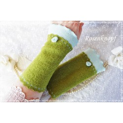 Walkstulpen Armstulpen Grasgrün Hellblau