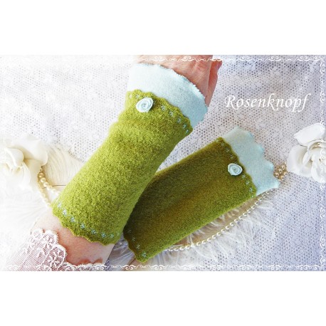 Walkstulpen Armstulpen Grasgrün Hellblau