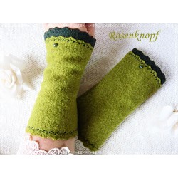 STULPEN Armstulpen Walkstulpen Pulswärmer Damenstulpen Hellgrün Grasgrün Hellblau UNIKAT Rose Frauen E